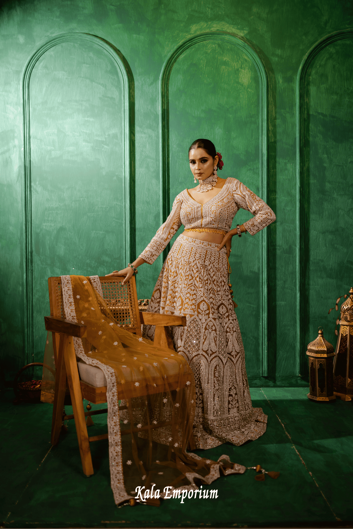 Lehenga with Stone and Thread work