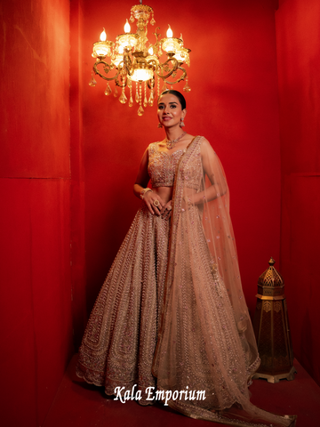 Lehenga with Pearls and Zari work