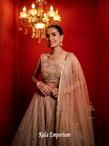 Lehenga with Pearls and Zari work