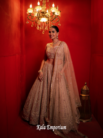 Lehenga with Pearls and Zari work