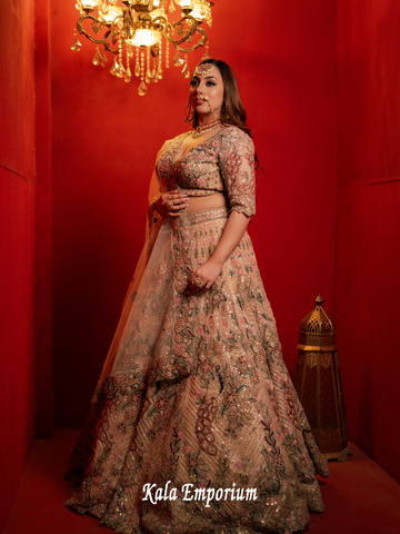 Lehenga With Thread work And Pearl Work