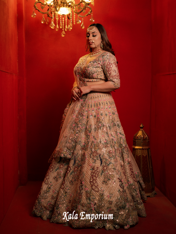 Lehenga With Thread work And Pearl Work