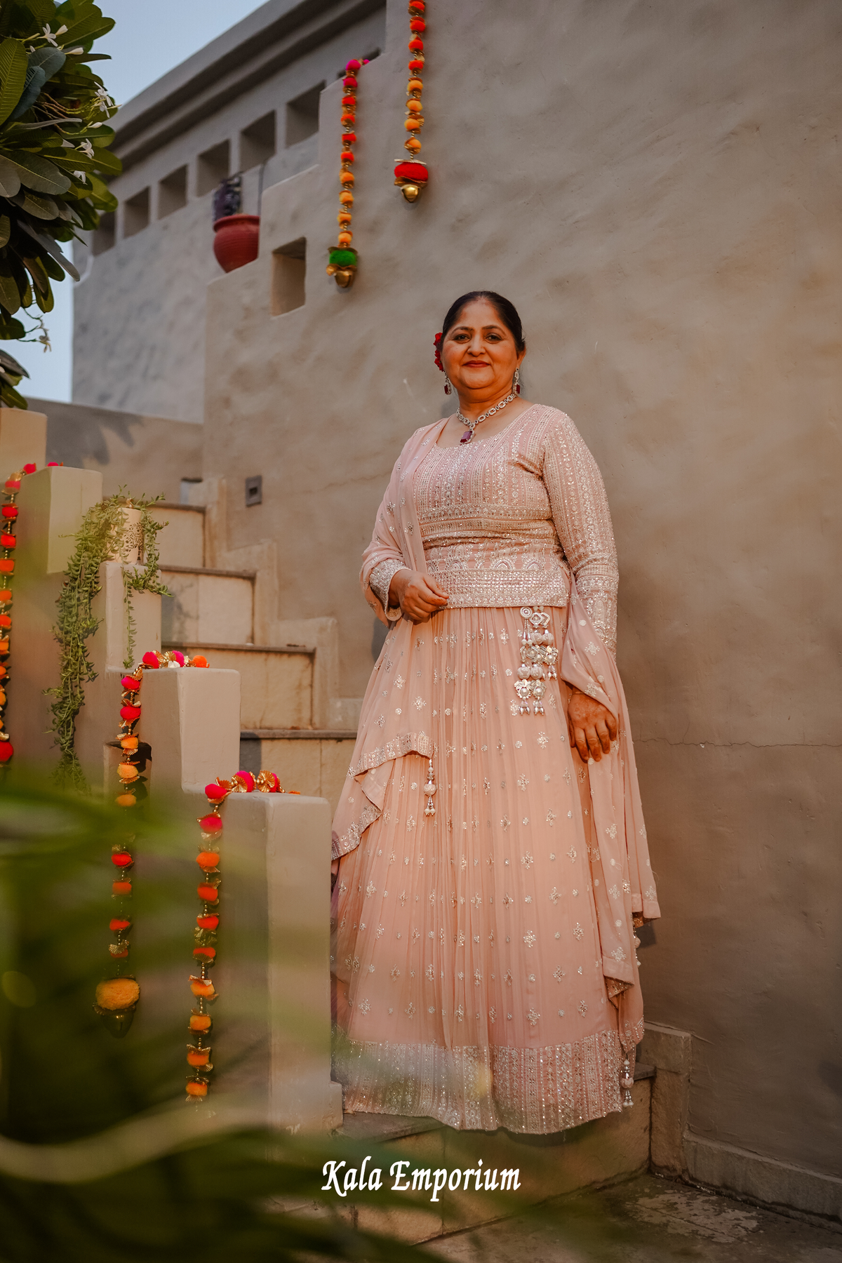 Baby Pink Georgette Lehenga with Thread and Zari Work