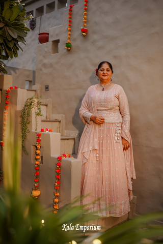 Baby Pink Georgette Lehenga with Thread and Zari Work