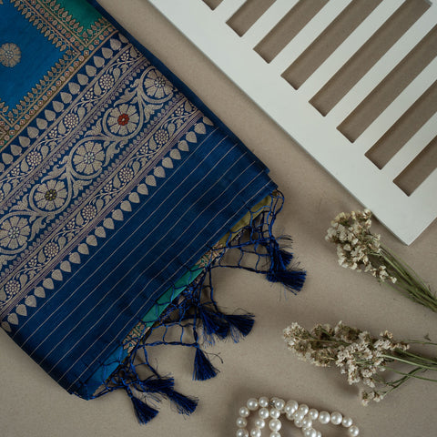 Silk Saree Adorned With Nalki Work Border