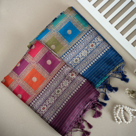 Silk Saree Adorned With Nalki Work Border