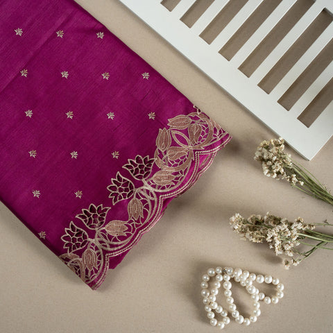 Raw Silk Saree In Thread and Cut Work On The Border And Adorned With Butis In Thread