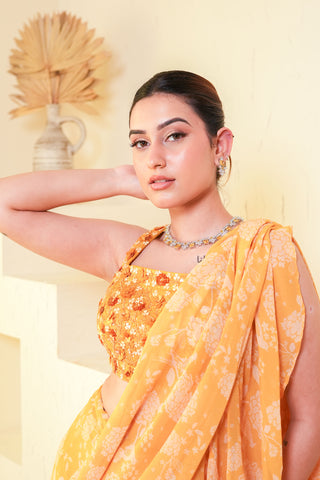 Sunshine Yellow Georgette Saree