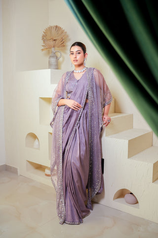 Purple Silk Mirror Magic Saree