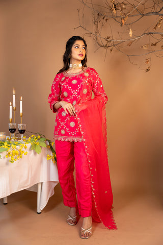 Gotta Pati Pant Suit With Net Dupatta